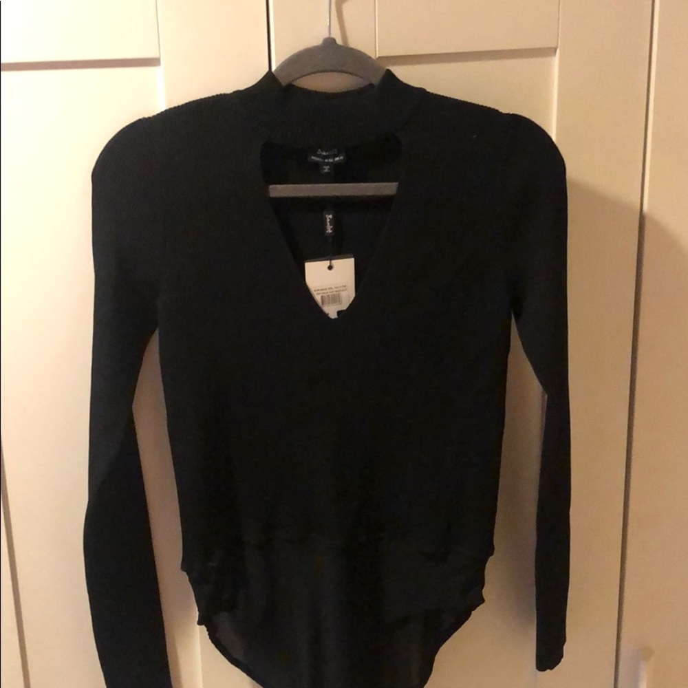 Bardot black knit long sleeve bodysuit